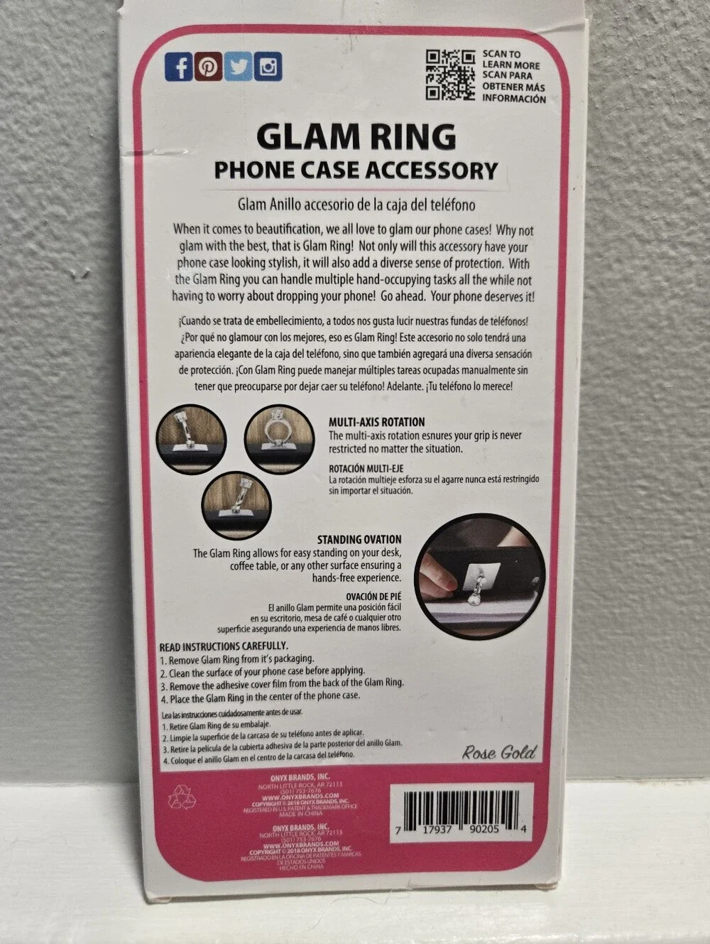 ONYX Glam Ring Phone Ring Stand - Gold